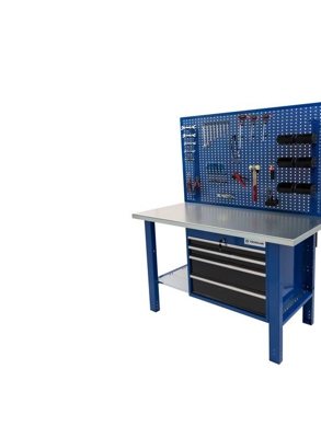 Tecnolam - Banco da lavoro Werkmeister 1500 4 Cassetti (720*615*565) - pannellatura posteriore linea profi Piana in Ferro