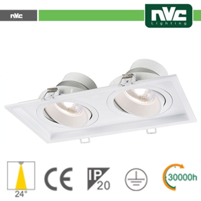 faretto incasso 2x9 watt 2 luci 220-240 volt 36° A+ CE bianco bianco caldo no quadrato lif nvm1a2x9w3k24
