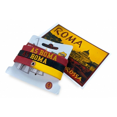 Tex Family - SET 3 BRACCIALETTI UFFICIALI A.S. ROMA e cartolina ROMA È SOLO