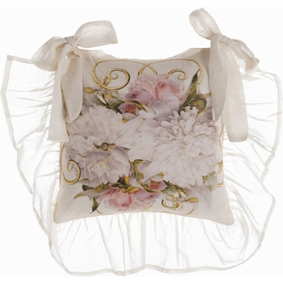 Copri Cuscino Sedia Shabby Chic Volant Floreale Elegante - Blanc Mariclò