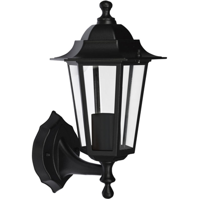 I-watts Outdoor Lighting - Applique a lanterna da esterno, montaggio a parete sul lato inferiore, colore nero, attacco lampada E27 per potenza