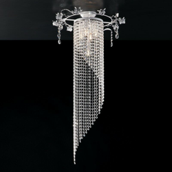 Plafoniera in ferro laccato bianco con decorazione shabby 5 luci con strass ottagonali características