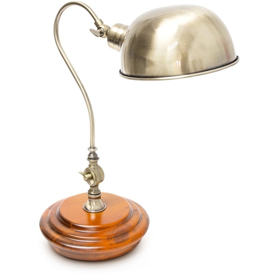Relaxdays - Lampada da Tavola in Design Steampunk Legno e Ferro, Colore Ottone, 19 x 34 x 43 cm