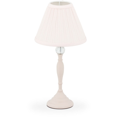 Relaxdays - Lampada da Tavolo, con Cristallo, Paralume in Stoffa, E14, Luce per Salotto, Comodino, 42 x 21 cm, Rosa