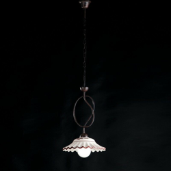 Lampadario in ferro battuto con paralume in ceramica italiano precio