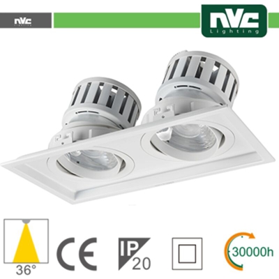 NVC - faretto incasso 2x24 watt 2 luci 220-240 volt 36° A+ CE bianco bianco caldo no quadrato lif nvm2c2x24w3k36