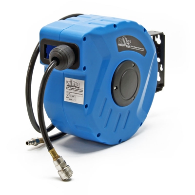 Avvolgitubo per aria compressa automatico di 10m + 1m con supporto a parete girevole a 180°