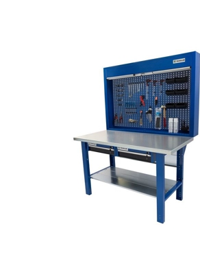 Tecnolam - Banco da lavoro Werkmeister 1500 2 Cassetti pannello posteriore Modulo Pratico - piana di ferro zincato