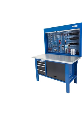 Tecnolam - Banco da lavoro Werkmeister 1500 4 Cassetti 420*615*565+ Cassettone con chiusura ad anta basculante -pannello pratico - piana in Ferro