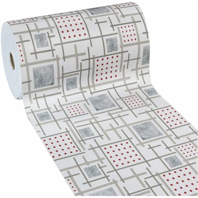 Tappeto Cucina Gomma Antimacchia Antiscivolo A Pois Rossi Moderno Varie Misure Bagno - 50x110 cm