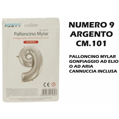 Bighouse It - PALLONCINO MYLAR CM.101 NUMERO 9 ARGENTO