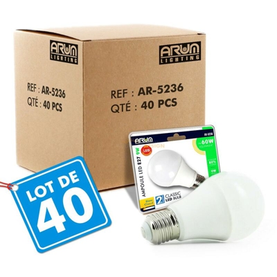 Set di 40 lampadine a LED E27 9W eq 60W 806lm | Température de Couleur: Bianco caldo 2700K