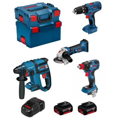 BOSCH Kit PSG4P2DEC (GBH 18V-EC + GSB 18V-21 + GWS 18-125 V-LI + GDX 18V-200C + 2 x 5,0Ah + GAL1880CV + L-Boxx 238 + L-Boxx 136)