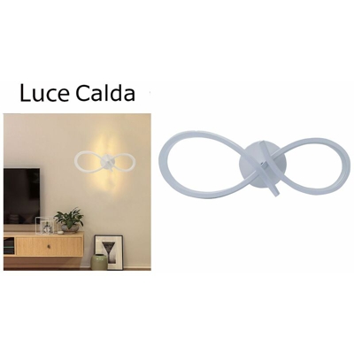 B&s - Applique lampada parete led 12w luce calda infinito bianco moderno SJ092