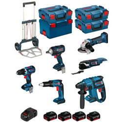 BOSCH Kit PSL6P4MCEC (GWS18-125V-LI+GSR18V-60C+GOP18V-28+GDS18V-EC 250+GSR18V-EC TE+GBH18V-EC+4x5,0Ah +GAL1880CV+4xL-Boxx+Caddy) en oferta