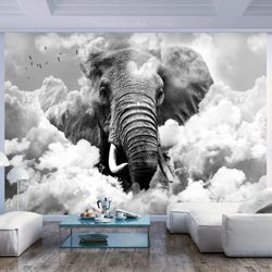 Fotomurale - Elephant in the Clouds (Black and White) - 200x140 en oferta