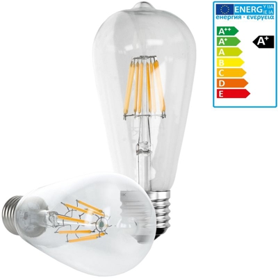 ECD Germany Filamento di Candela a LED - E27 8W - Bianco Caldo 2800K - 816 Lumen - 145 mm - CA 220-240 V - Classica Edison - Lampada a Incandescenza