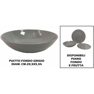 Bighouse It - PIATTO CERAMICA FONDO CM.21 GRIGIO