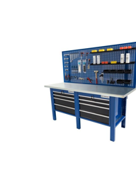 Tecnolam - Banco da lavoro Werkmeister 2000 2 moduli da 4 Cassetti (720*615*565)pannello posteriore linea profi Piana in ferro precio