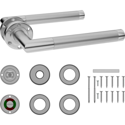 Set Maniglia Porta con Serratura WC in Acciaio Inox - Argento - Youthup en oferta