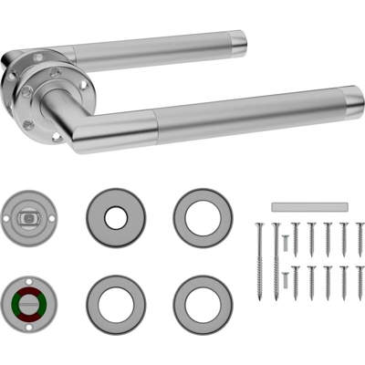 Set Maniglia Porta con Serratura WC in Acciaio Inox - Argento - Youthup