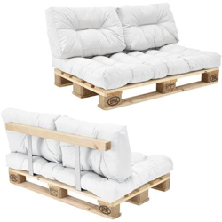 Divano Paletta - A 2 Posti Con Cuscini - (bianco) Set Completo Incl. Schienale en oferta