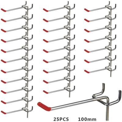 Drillpro - 25 pezzi ganci per pannelli perforati staffa per caviglia con doghe a parete per vendita al dettaglio misura 100 x 30 x 30 mm per vendita