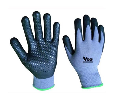Guanti Antifortunistica Vigor Maxtrasp Nitrile Puntini Ce2 Tg 9 L Conf. 12 Pz