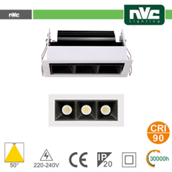 NVC - faretto incasso 3x3 watt 220-240 volt 3 luci A+ CE bianco bianco naturale no quadrato lif nv52c3x3w4k50wb precio