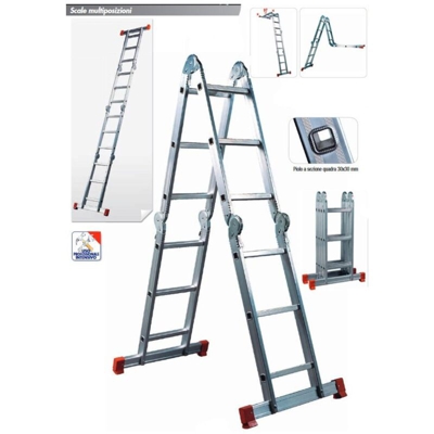 Facal Scala Multifunzione Alluminio Pieghevole Ponteggio a Libretto Telescopica