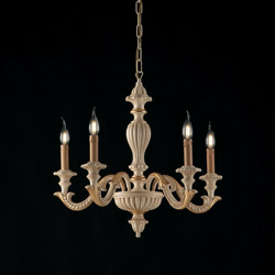 Lampadario barocco legno e pasta di legno avorio e foglia oro 5 luci precio