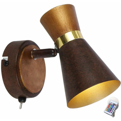 luce parete di legno riflettore lampada telecomando oro orientabile nel set comprese le lampade LED RGB características