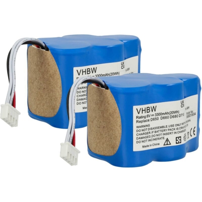 2x Ni-MH Batteria 3300mAh (6V) per Aspirapolvere Ecovacs Deebot D62,D63,D65,D73,D73n,D76,D77, D79 come 945-0006, 945-0024, 205-0001, LP43SC3300P5