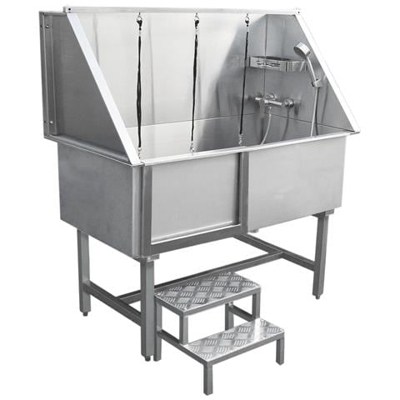 Vasca Da Bagno Per Toelettatura Cani Gatti E Animali Domestici In Acciaio Inossidabile Inox Per Grande Media E Piccola Tagliacon Rubinetto Mixer - 600mm