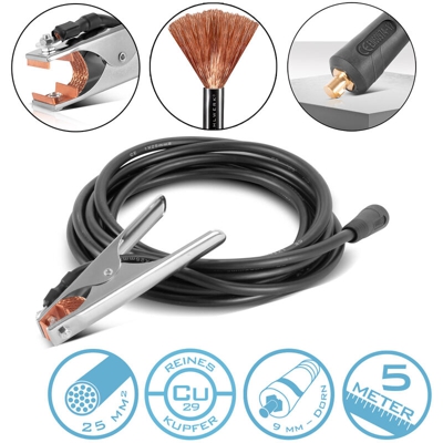 STAHLWERK cavo di saldatura a massa 5 metri, pacchetto di tubi flessibili per saldatrici fino a 200 A