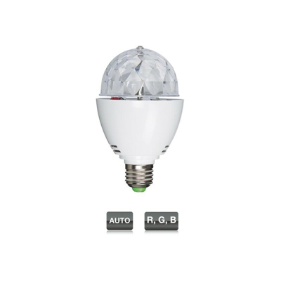 Mini Sfera 3 x 1 W RGB effetto LED, ugello E27, altezza 80 x 135 mm, lunga durata - Fonestar