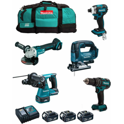 MAKITA Kit MST5T3BL 18V (DHR242 + DTD148 + DGA504 + DHP480 + DJV182 + 3 x 5,0 Ah + DC18RC + Trolley) características