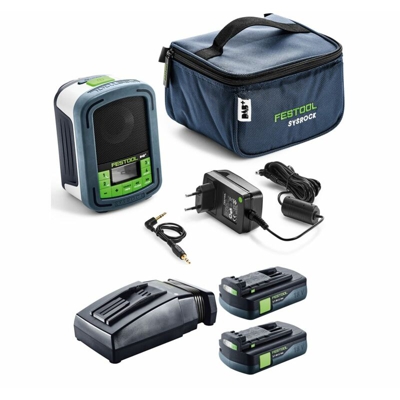 Festool Sysrock BR 10 Radio digitale DAB+ ( 202111 ) + 2x Batterie BP 18 Li 3,1 C + Caricabatterie TCL 6