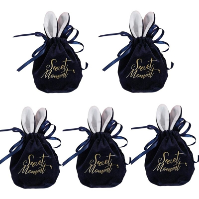 Easter Gift Bags Gift Bag con orecchie da coniglio per Candy Birthday Bag Colorful Easter Bag per Pasqua, festa di compleanno, matrimonio zaffiro