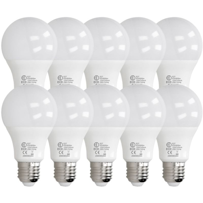 10 x Lampadina LED E27 12W - Angolo di emissione 270 ? - 800 lumen - Bianco Freddo 6000K 220-240 V Lampadina Lampadine Illuminazione - Ecd Germany