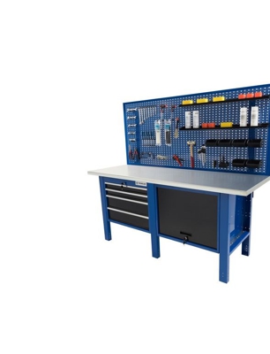 Tecnolam - Banco da lavoro Werkmeister 2000/ cassettone con anta basculante 4 Cassetti (720*615*565) pannello linea profi piana in lego di faggo