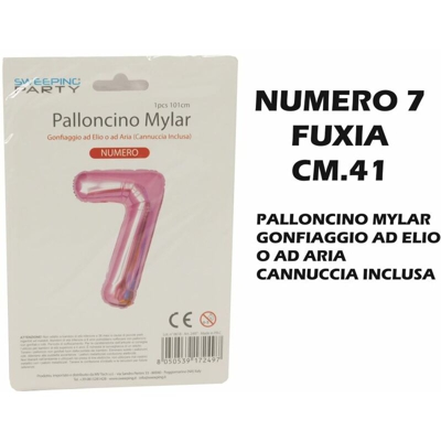 Bighouse It - PALLONCINO MYLAR CM.41 NUMERO 7 FUXIA