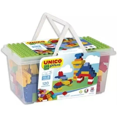 Cesta Cestino Con Costruzioni Mattoncini 120 Pz Gioco Bambini Activity Bimbi