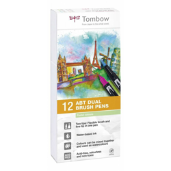 Tombow ABT-12P-2 marcatore Fine Blu, Verde, Grigio, Azzurro, Verde chiaro, Menta, Rosa, Porpora, Giallo 12 pezzo(i) en oferta