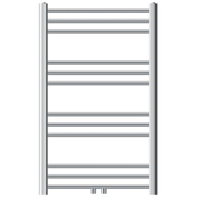 Termosifone (radiatore) Bagno, Ecd Germany, Modello Sahara, 600 X 800 Mm, Cromo, Piegato, Con Collegamento Centrale, Portasciugamani