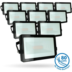 Set di 10 proiettori da esterno a LED neri da 50W IP65 | Température de Couleur: Bianco neutro 4000K en oferta