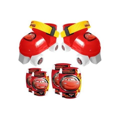 Pattini a Rotelle+Casco+Gomitiere+Ginocchiere Cars J892321