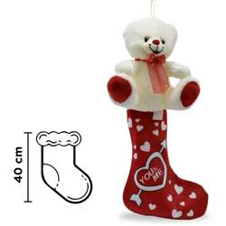 Takestop - Calza Della Befana Con Orsetto Bianco Musicale 40 Cm precio