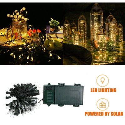 Happyshopping - 12m 100LED Verde Batteria 3D Scatola di batterie Tirare e Lampadina Luce 5 modalita Bianco caldo