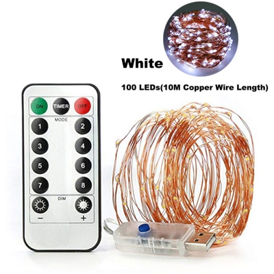 Happyshopping - Telecomando USB 8 luci a stringa LED, luci a stella, consegna natalizia senza batteria,Luce bianca da 1 metro - Luce bianca da 1 metro